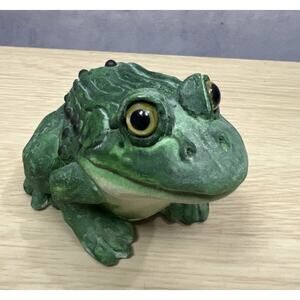 Vintage Stone Critters Frog Figurine 1984 Sitting Frog Cottagecore Frog Green